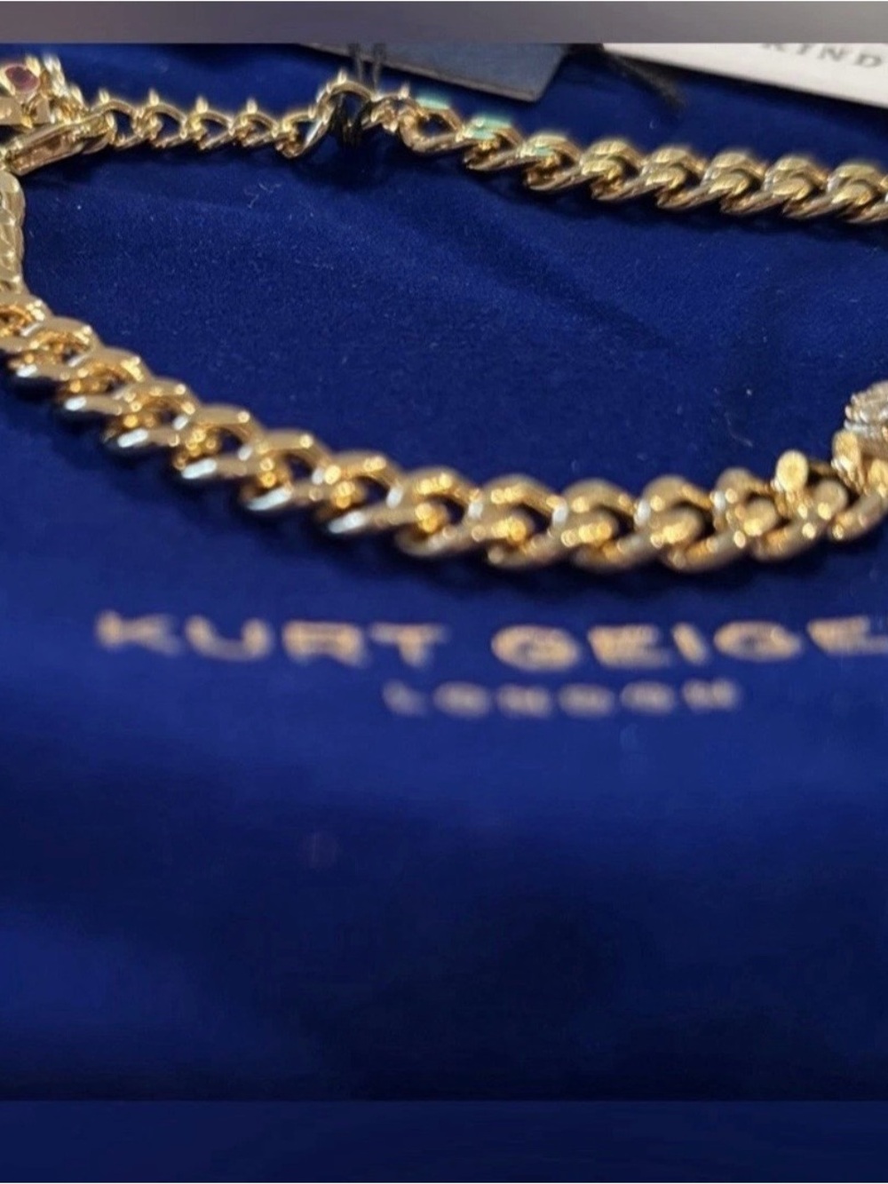 Kurt Geiger Gold Curb Chain Bracelet with Eaglehead - Picture 3 of 8
